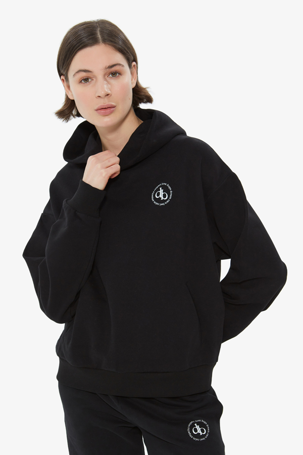 Siyah Kapüşonlu Basic Sweatshirt resmi
