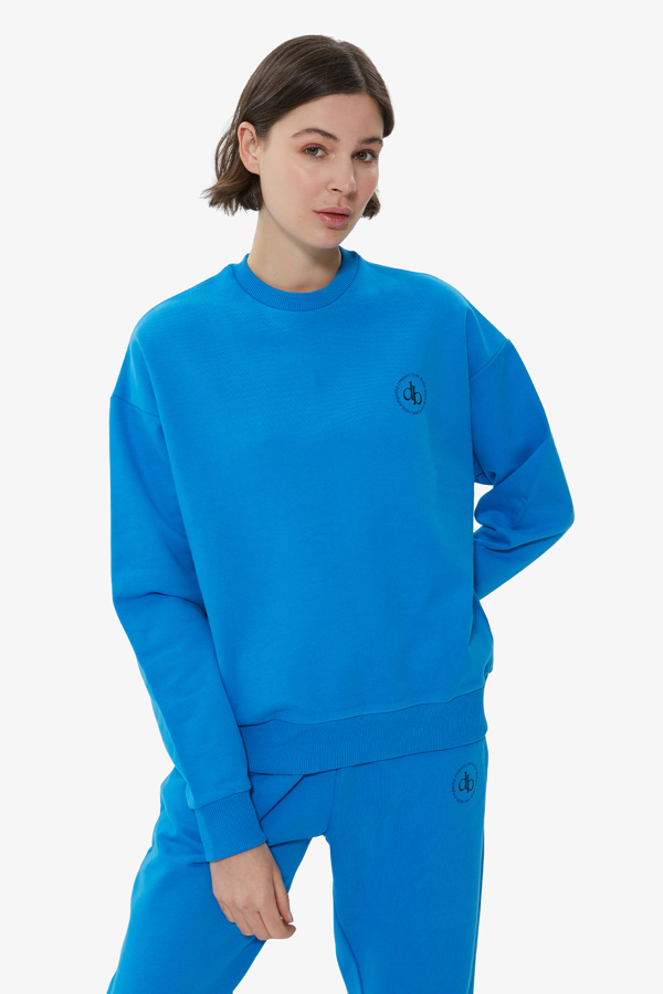 Picture of Blue Crew Neck Basic Sweatshirt