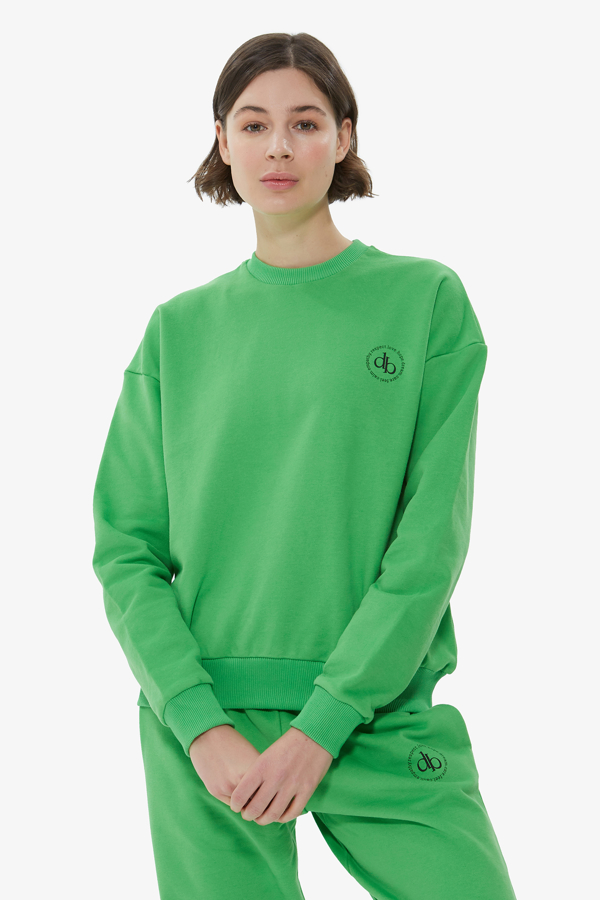 Yeşil Bisiklet Yaka Basic Sweatshirt resmi