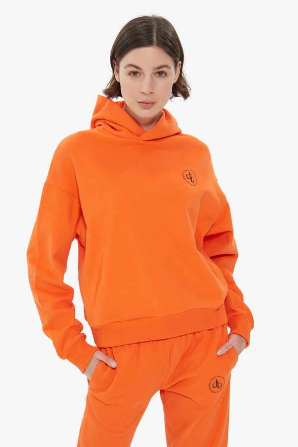 Picture of Orange Hooded Basic Sweatshirt