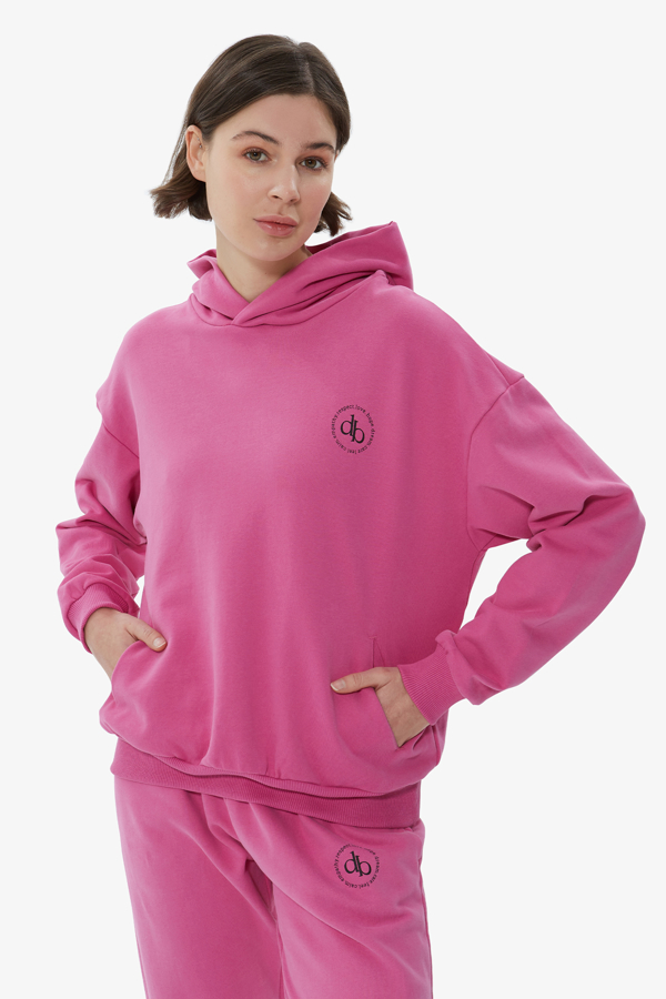 Picture of Pink Hooded Basic Sweatshirt 