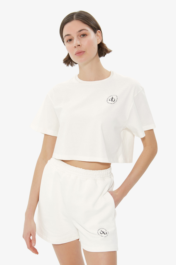 Picture of White Crew Neck Crop T-shirt