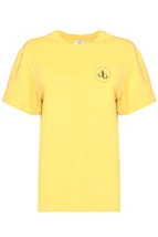 T-Shirt Sarı Ön Baskılı Bisiklet Yaka Basic T-shirt