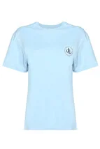 T-Shirt Bebek Mavisi Ön Baskılı Bisiklet Yaka Basic T-shirt