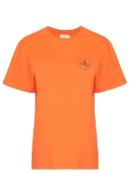 T-Shirt Turuncu Ön Baskılı Bisiklet Yaka Basic T-shirt