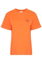 T-Shirt Turuncu Ön Baskılı Bisiklet Yaka Basic T-shirt