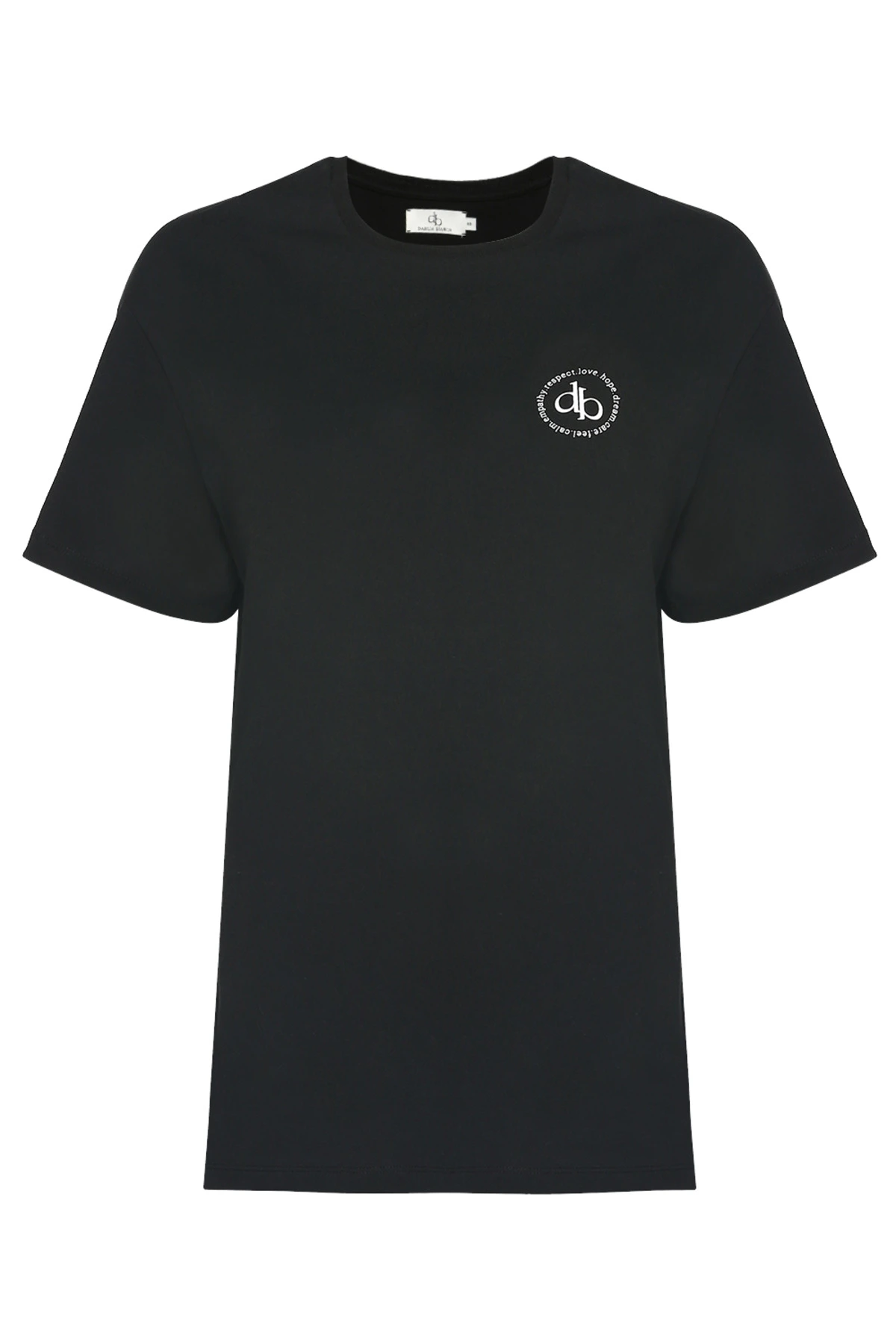 T-Shirt Siyah Ön Baskılı Bisiklet Yaka Basic T-shirt
