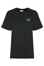 T-Shirt Siyah Ön Baskılı Bisiklet Yaka Basic T-shirt