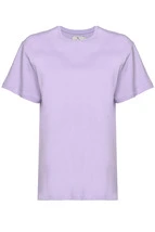 T-Shirt Lila Arka Baskılı Bisiklet Yaka Basic T-shirt