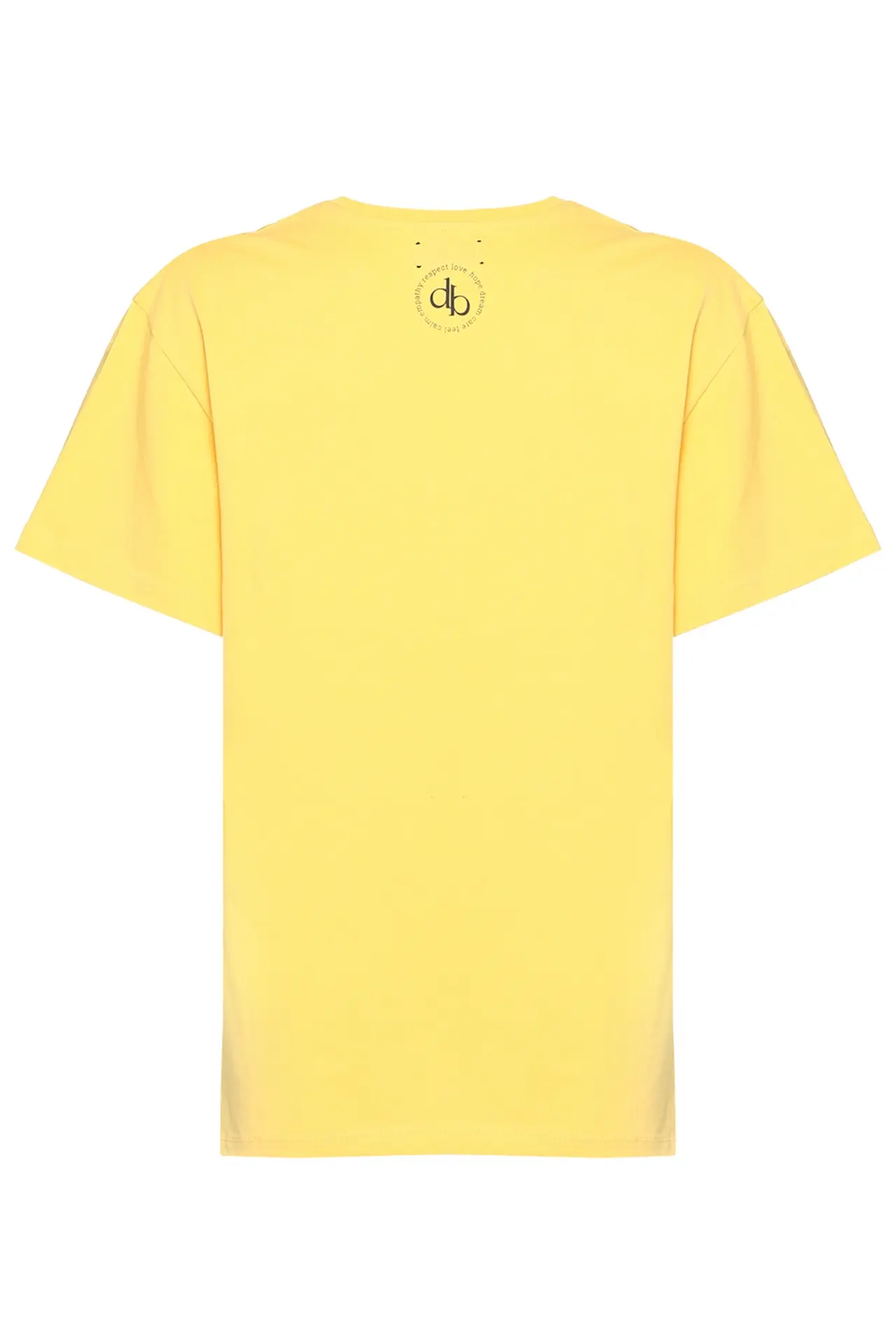 T-Shirt Sarı Arka Baskılı Bisiklet Yaka Basic T-shirt