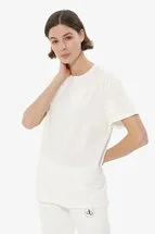 T-Shirt Beyaz Arka Baskılı Bisiklet Yaka Basic T-shirt
