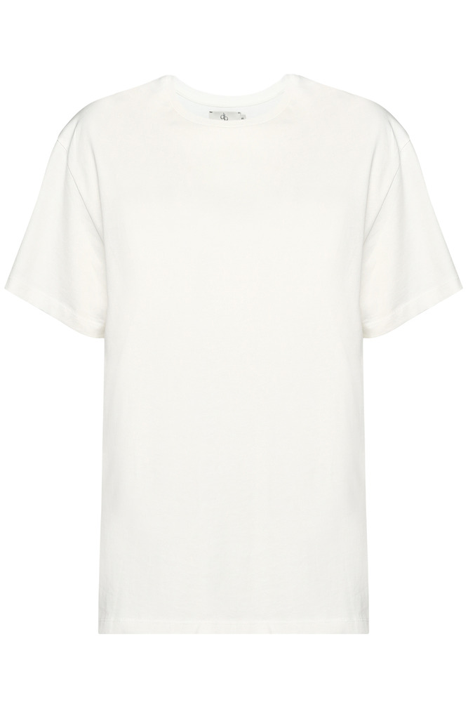T-Shirt Beyaz Arka Baskılı Bisiklet Yaka Basic T-shirt