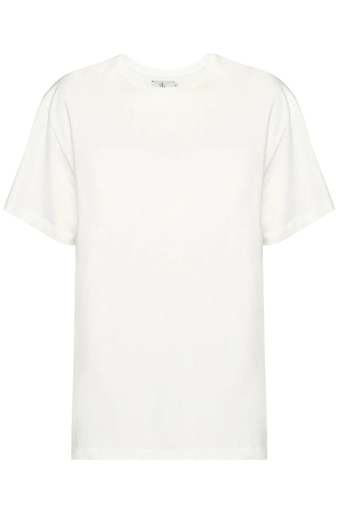 T-Shirt Beyaz Arka Baskılı Bisiklet Yaka Basic T-shirt