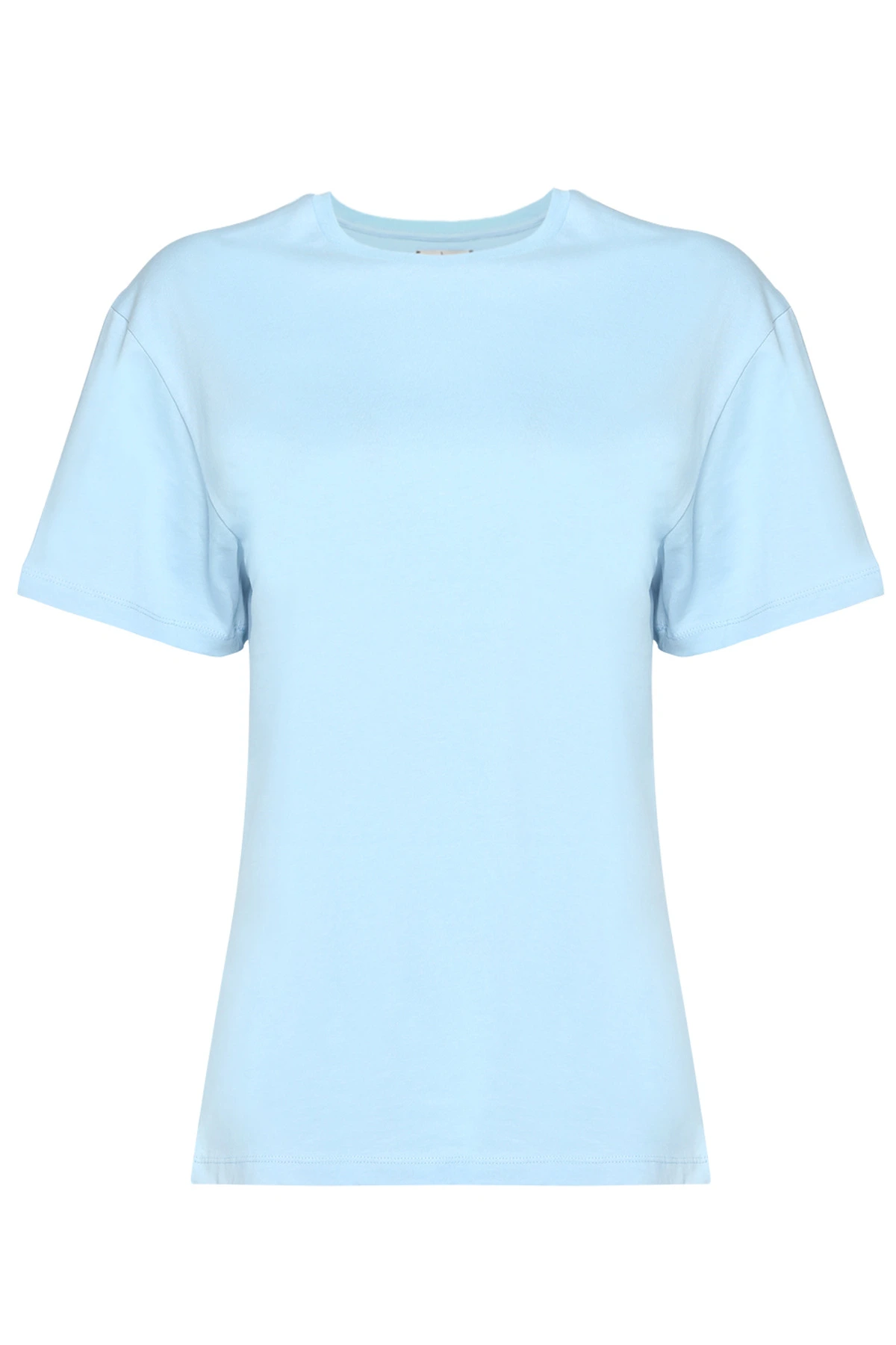 T-Shirt Bebek Mavisi Arka Baskılı Bisiklet Yaka Basic T-shirt
