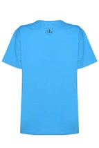 T-Shirt Mavi Arka Baskılı Bisiklet Yaka Basic T-shirt