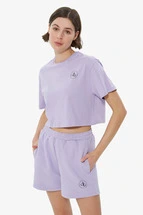 T-Shirt Lila Bisiklet Yaka Crop T-shirt
