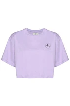 T-Shirt Lila Bisiklet Yaka Crop T-shirt