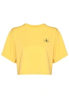 T-Shirt Sarı Bisiklet Yaka Crop T-shirt