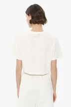 T-Shirt Beyaz Bisiklet Yaka Crop T-shirt