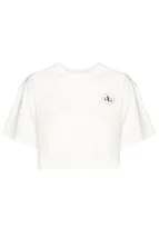 T-Shirt Beyaz Bisiklet Yaka Crop T-shirt