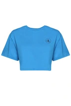 T-Shirt Mavi Bisiklet Yaka Crop T-shirt