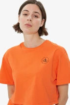 T-Shirt Turuncu Bisiklet Yaka Crop T-shirt