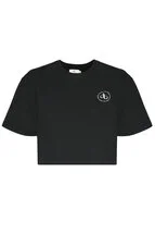 T-Shirt Siyah Bisiklet Yaka Crop T-shirt