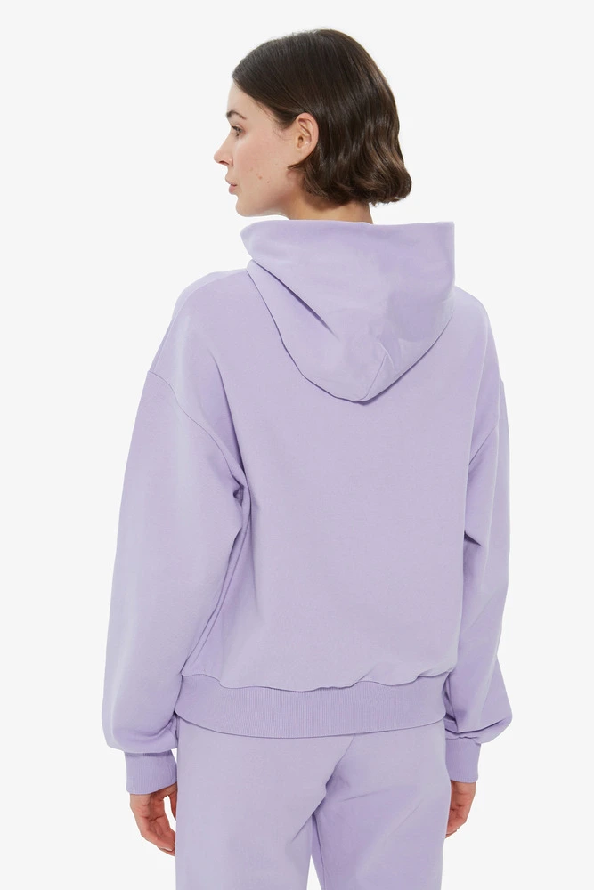 Sweatshirt Lila Kapüşonlu Basic Sweatshirt