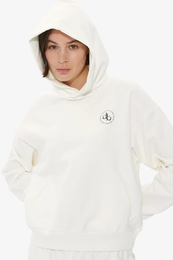 Sweatshirt Beyaz Kapüşonlu Basic Sweatshirt