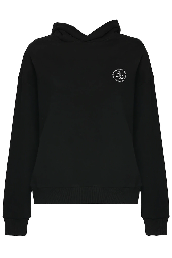 Sweatshirt Siyah Kapüşonlu Basic Sweatshirt
