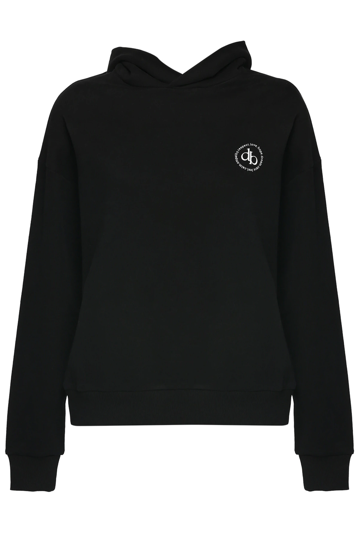 Sweatshirt Siyah Kapüşonlu Basic Sweatshirt