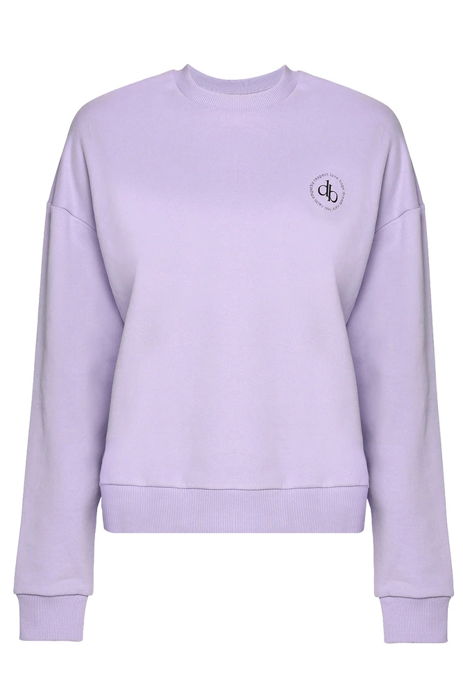 Sweatshirt Lila Bisiklet Yaka Basic Sweatshirt