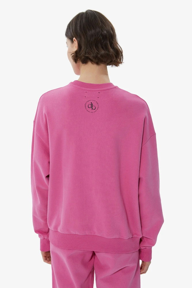 Sweatshirt Pembe Bisiklet Yaka Basic Sweatshirt