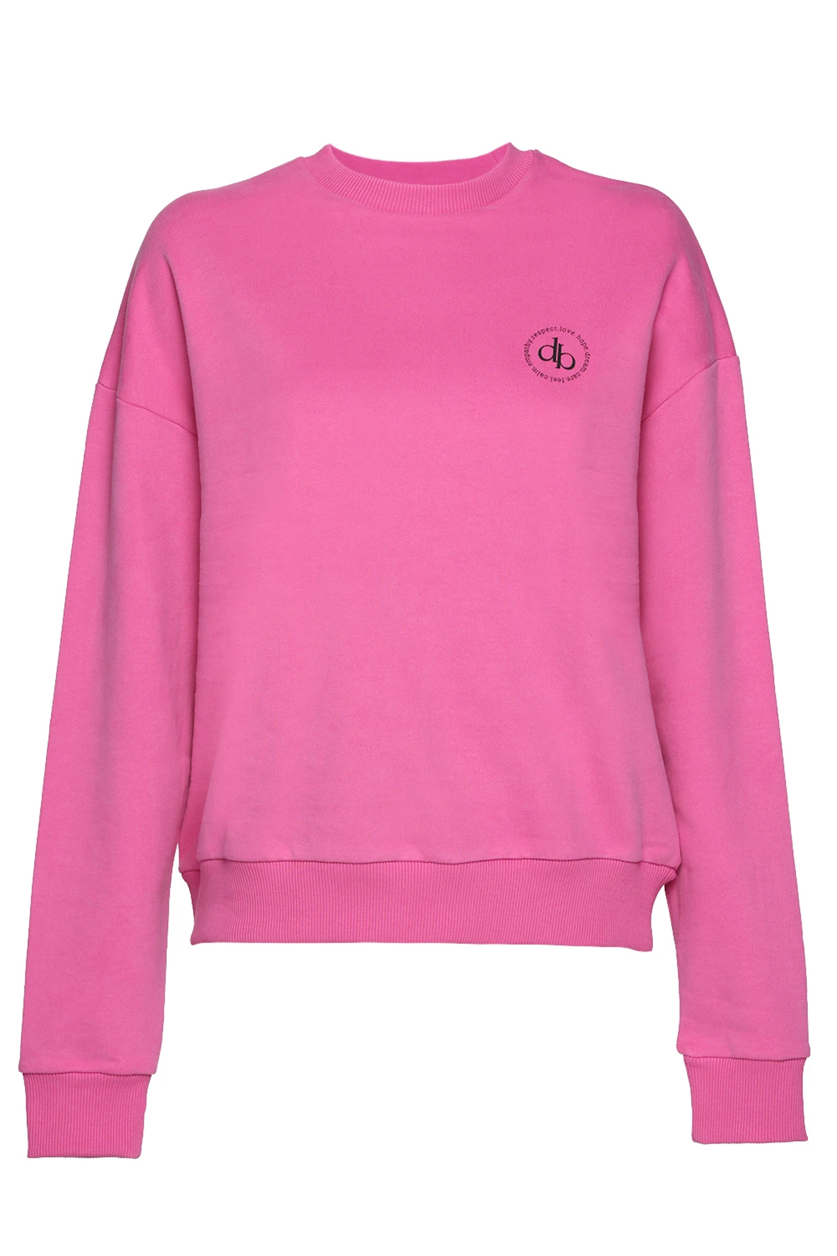 Sweatshirt Pembe Bisiklet Yaka Basic Sweatshirt