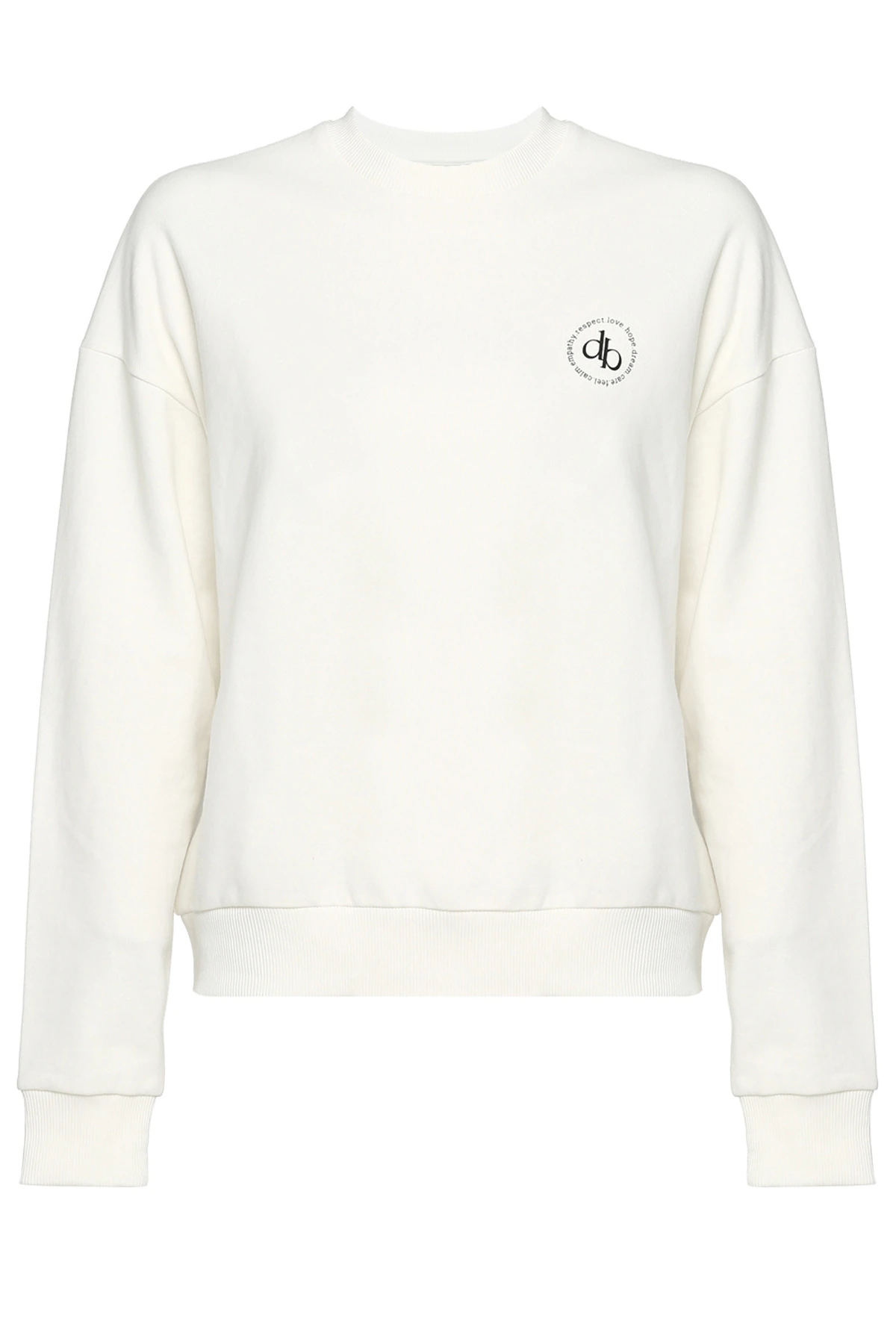 Sweatshirt Beyaz Bisiklet Yaka Basic Sweatshirt