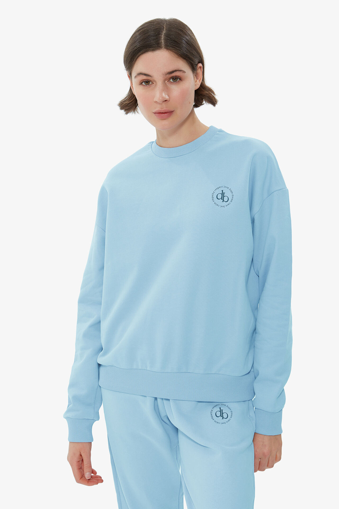 Sweatshirt Bebek Mavisi Bisiklet Yaka Basic Sweatshirt