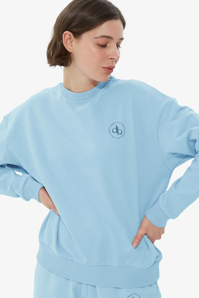 Sweatshirt Bebek Mavisi Bisiklet Yaka Basic Sweatshirt