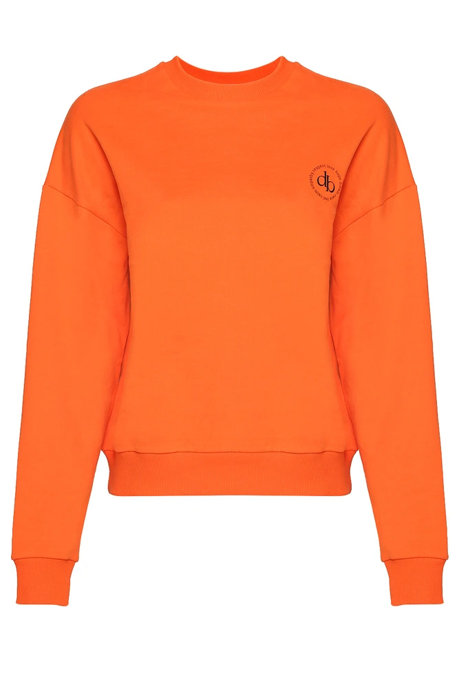 Sweatshirt Turuncu Bisiklet Yaka Basic Sweatshirt