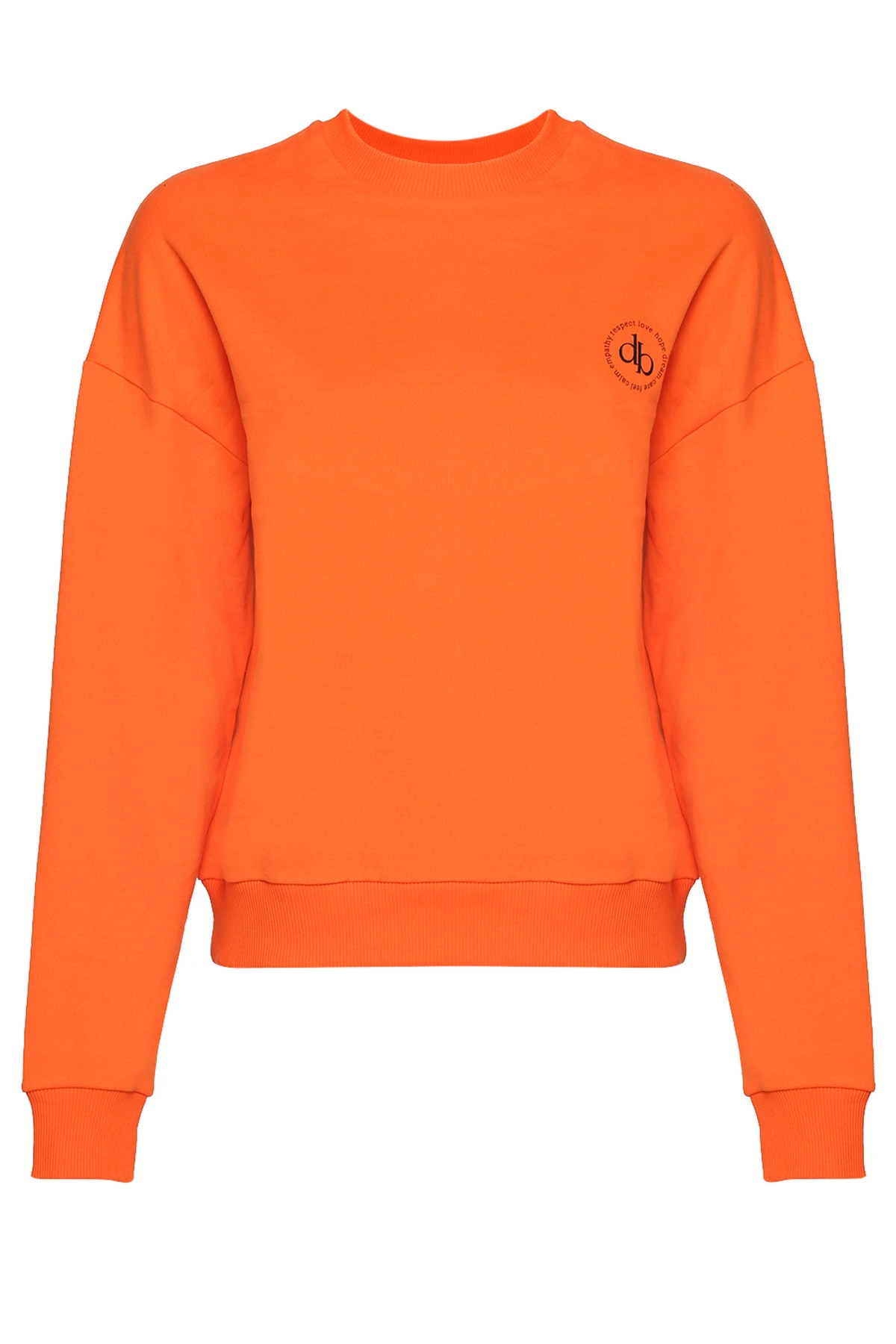 Sweatshirt Turuncu Bisiklet Yaka Basic Sweatshirt