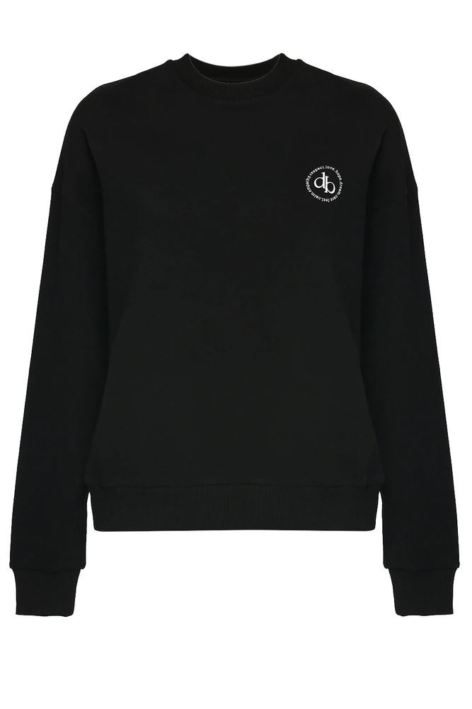 Sweatshirt Siyah Bisiklet Yaka Basic Sweatshirt