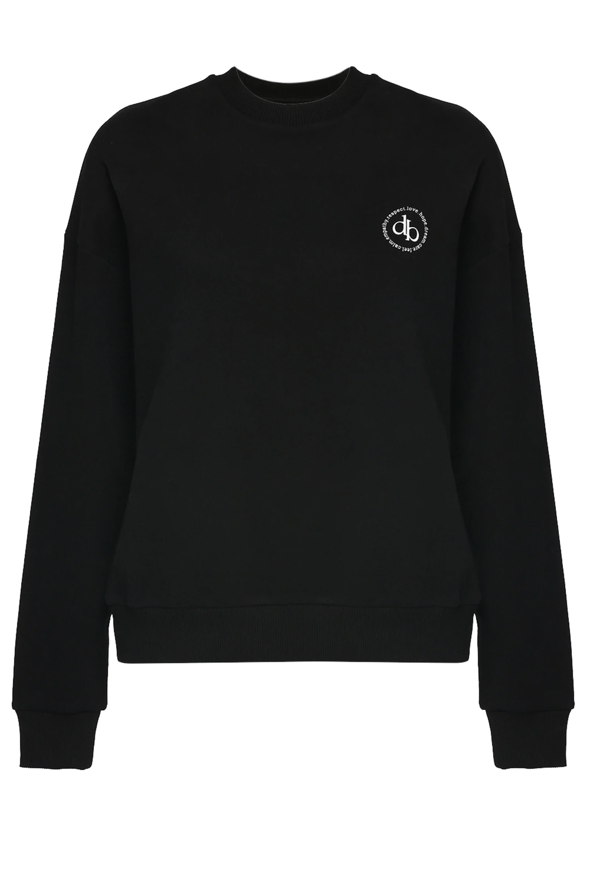 Sweatshirt Siyah Bisiklet Yaka Basic Sweatshirt