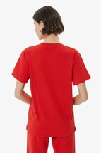 T-Shirt Kırmızı Ön Baskılı Bisiklet Yaka Basic T-shirt