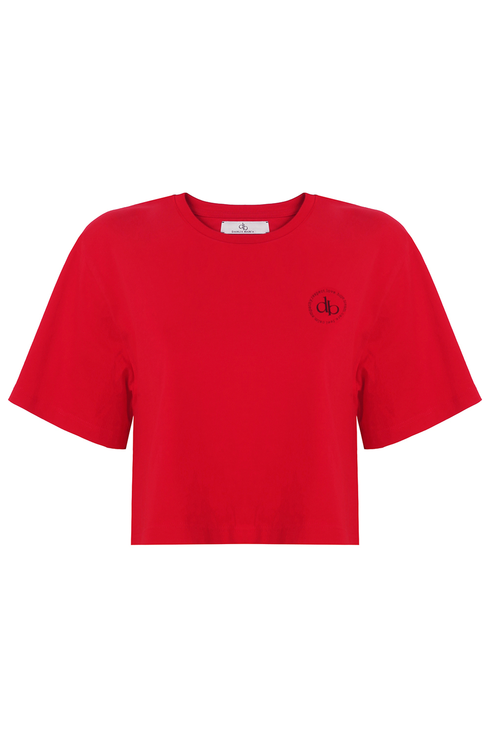 T-Shirt Kırmızı Bisiklet Yaka Crop T-shirt