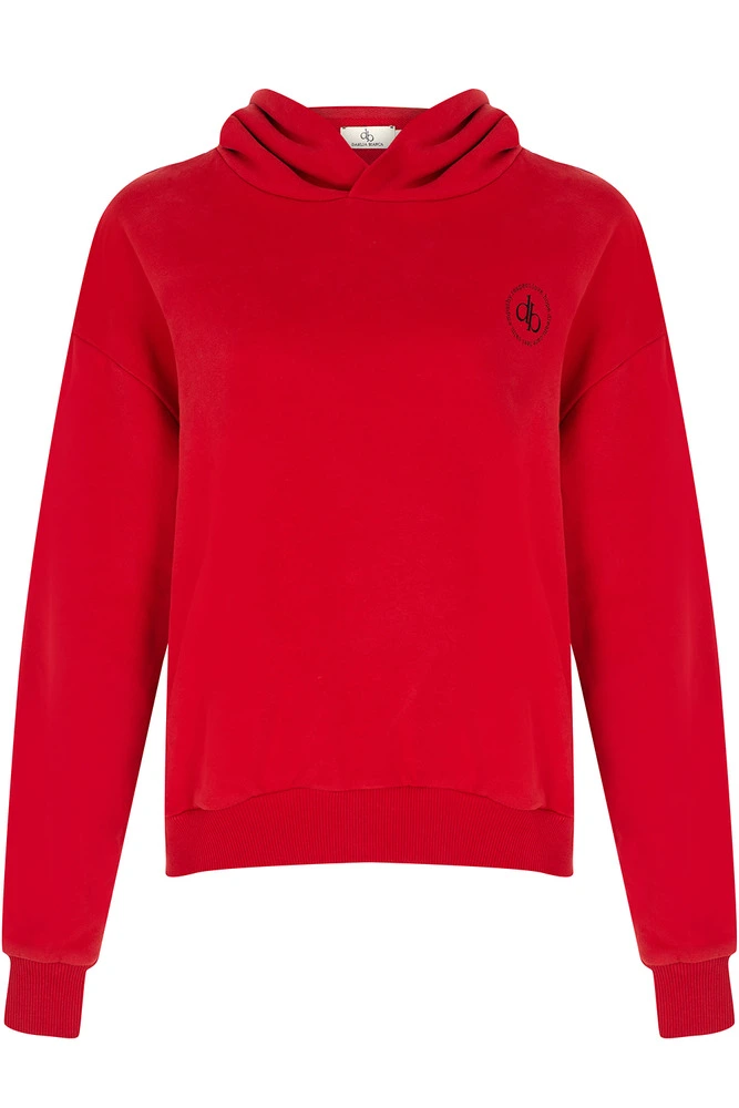 Sweatshirt Kırmızı Kapüşonlu Basic Sweatshirt