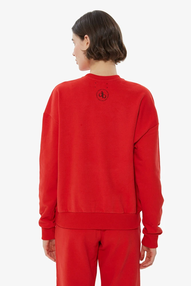 Sweatshirt Kırmızı Bisiklet Yaka Basic Sweatshirt