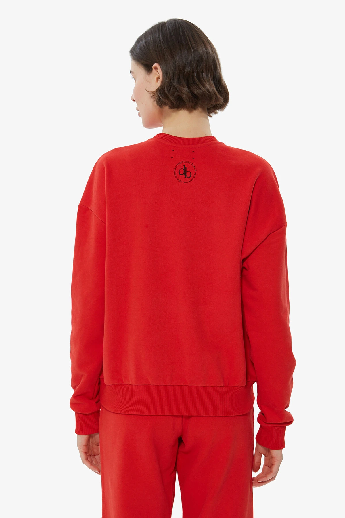 Sweatshirt Kırmızı Bisiklet Yaka Basic Sweatshirt
