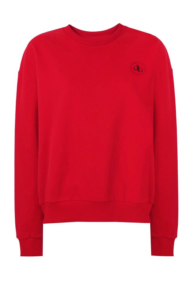 Sweatshirt Kırmızı Bisiklet Yaka Basic Sweatshirt