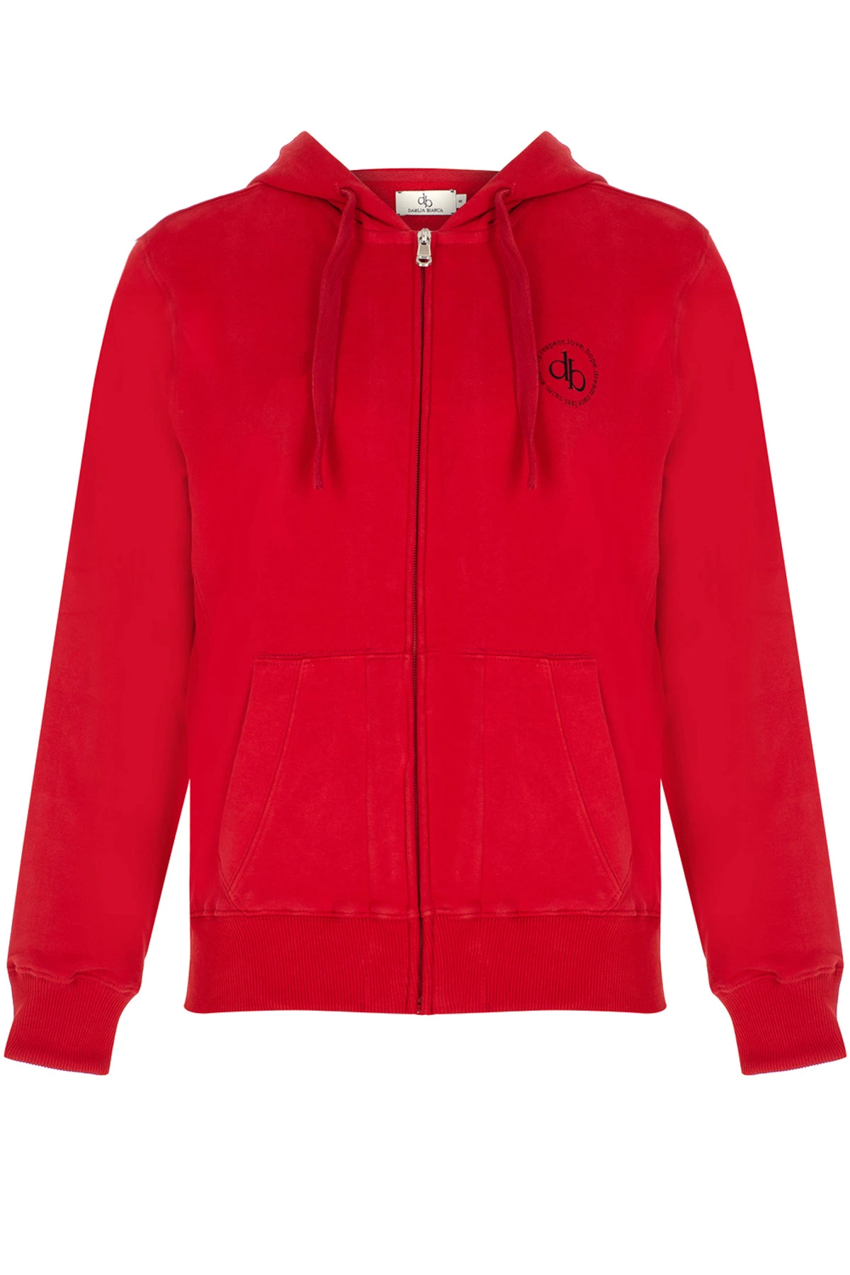 Sweatshirt Kırmızı Kapüşonlu Fermuarlı Sweatshirt