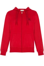 Sweatshirt Kırmızı Kapüşonlu Fermuarlı Sweatshirt
