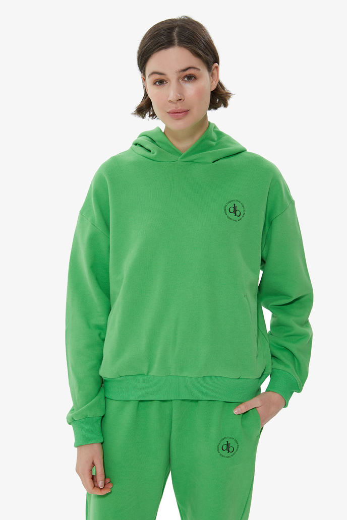 Sweatshirt Yeşil Kapüşonlu Basic Sweatshirt